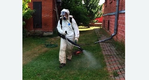 Обработка территории от клещей. Черепаново